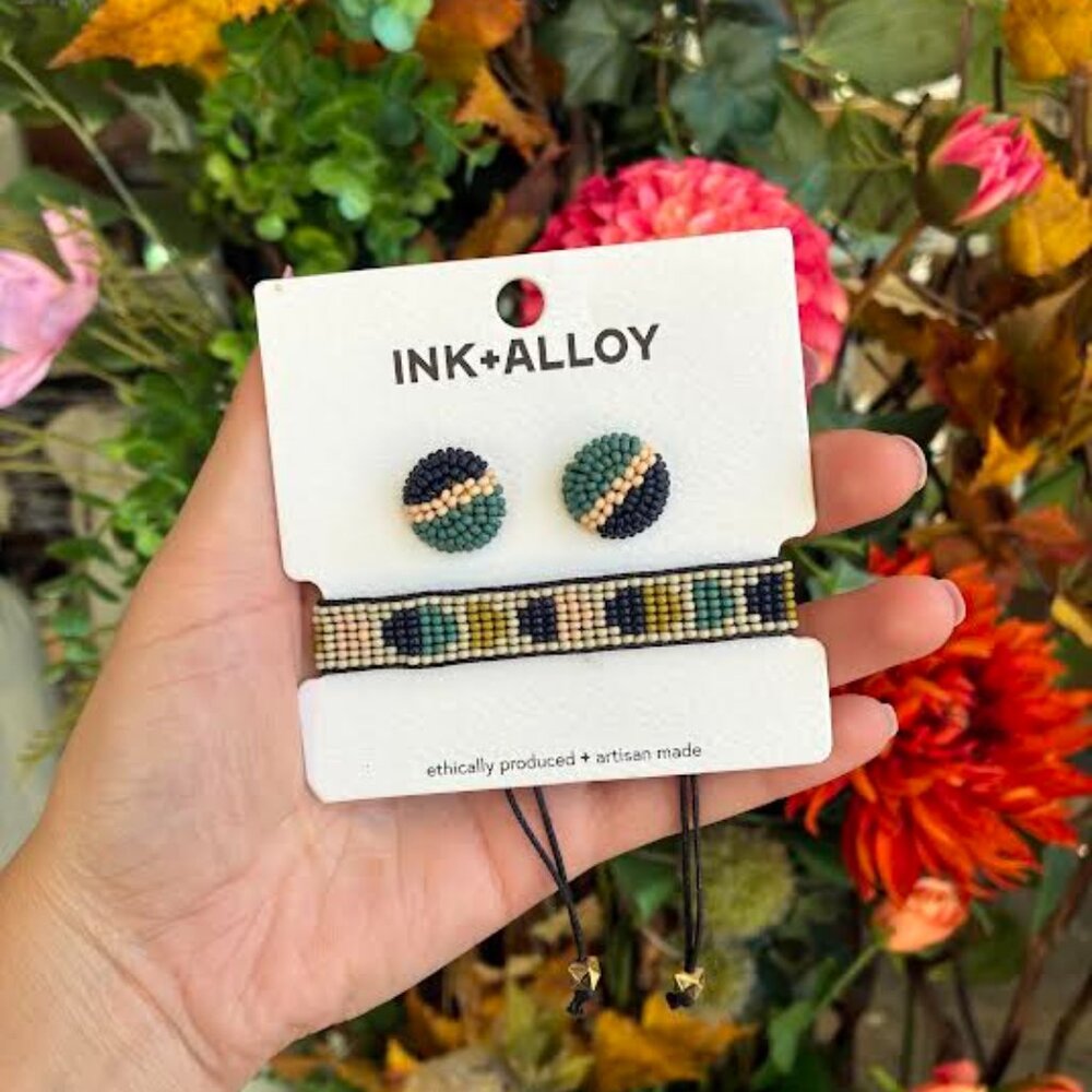 Ink + Alloy - Beaded Earrings and Bracelet Set- NWT